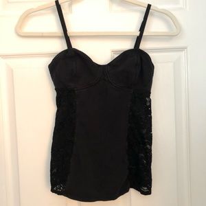Aritzia black bustier tank top w lace sides